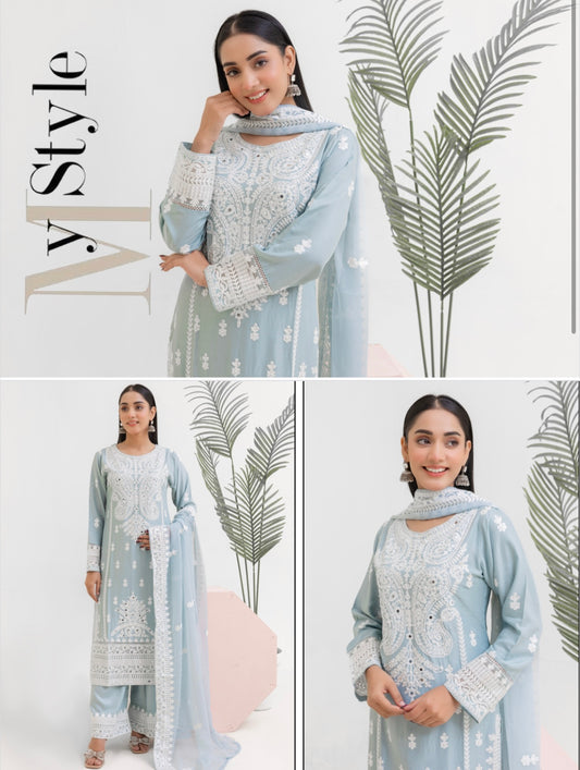 Luxurious Linen with Embroidered plazo