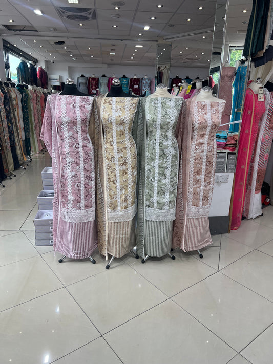 Digital Print Embroidered Cotton