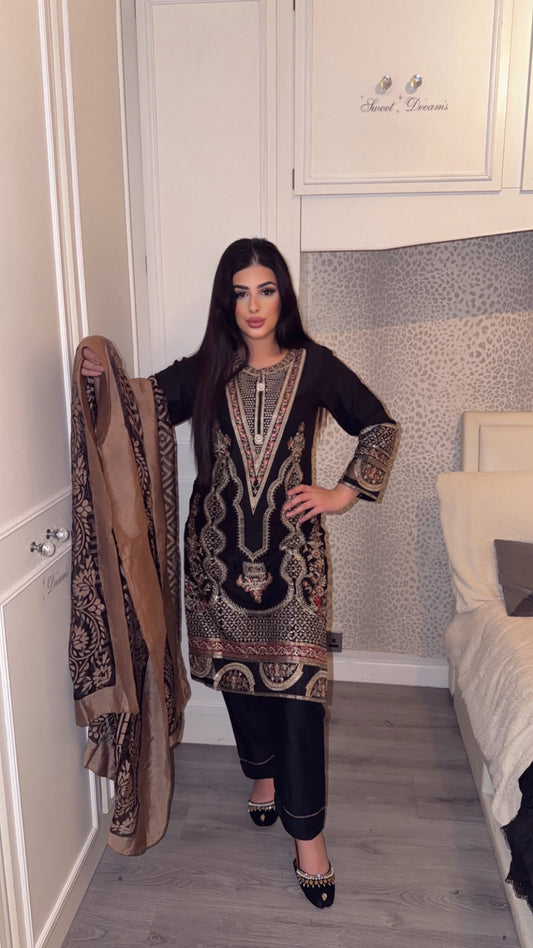 Linen Embroidered Suit