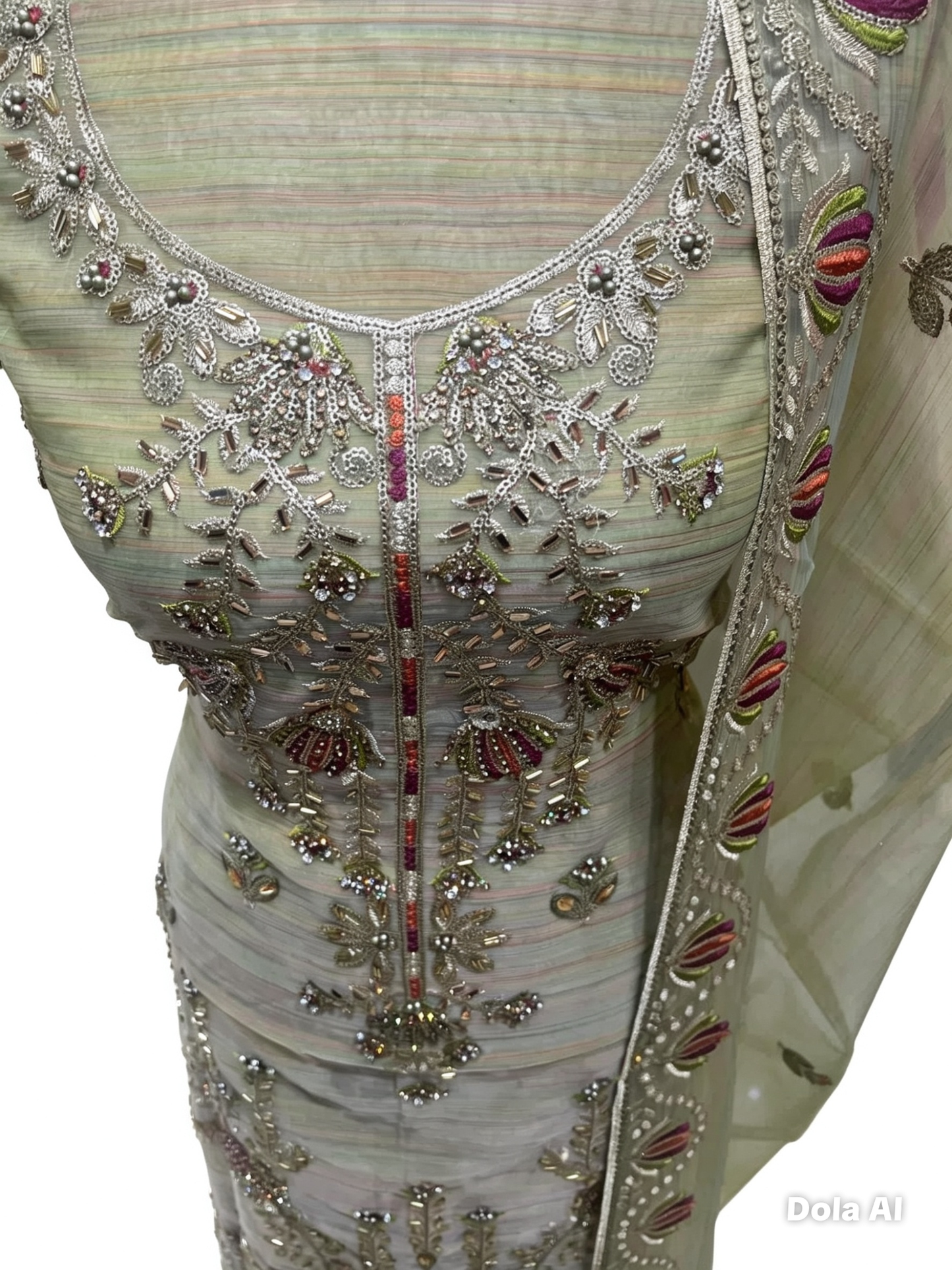 Fancy Embroidered Embellished Chiffon Organza