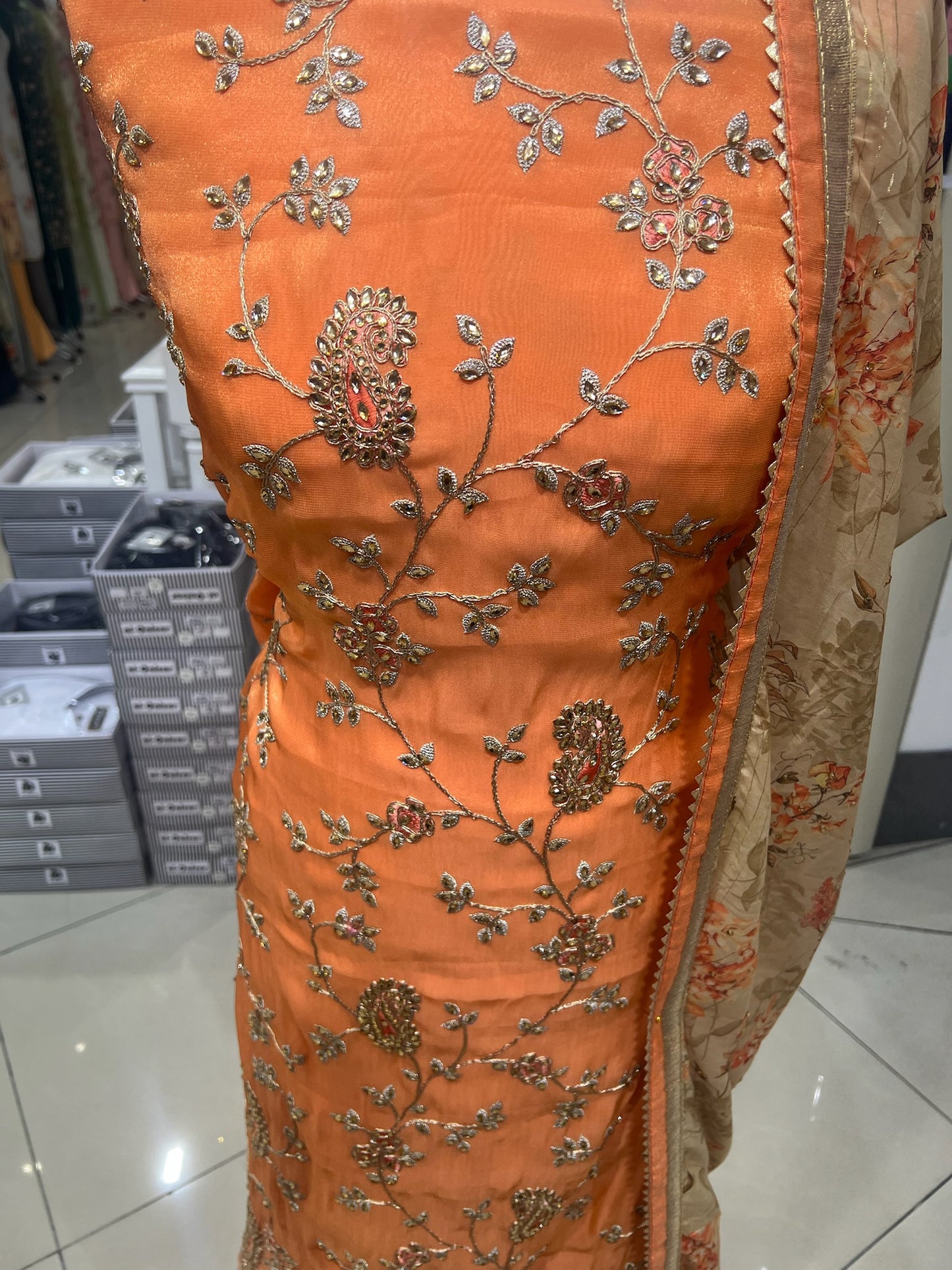 Embellished Dupion Silk
