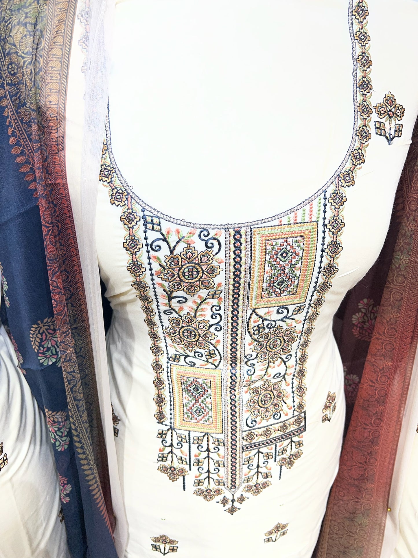 Exquisite Cotton Lawn Embroidered Neckline