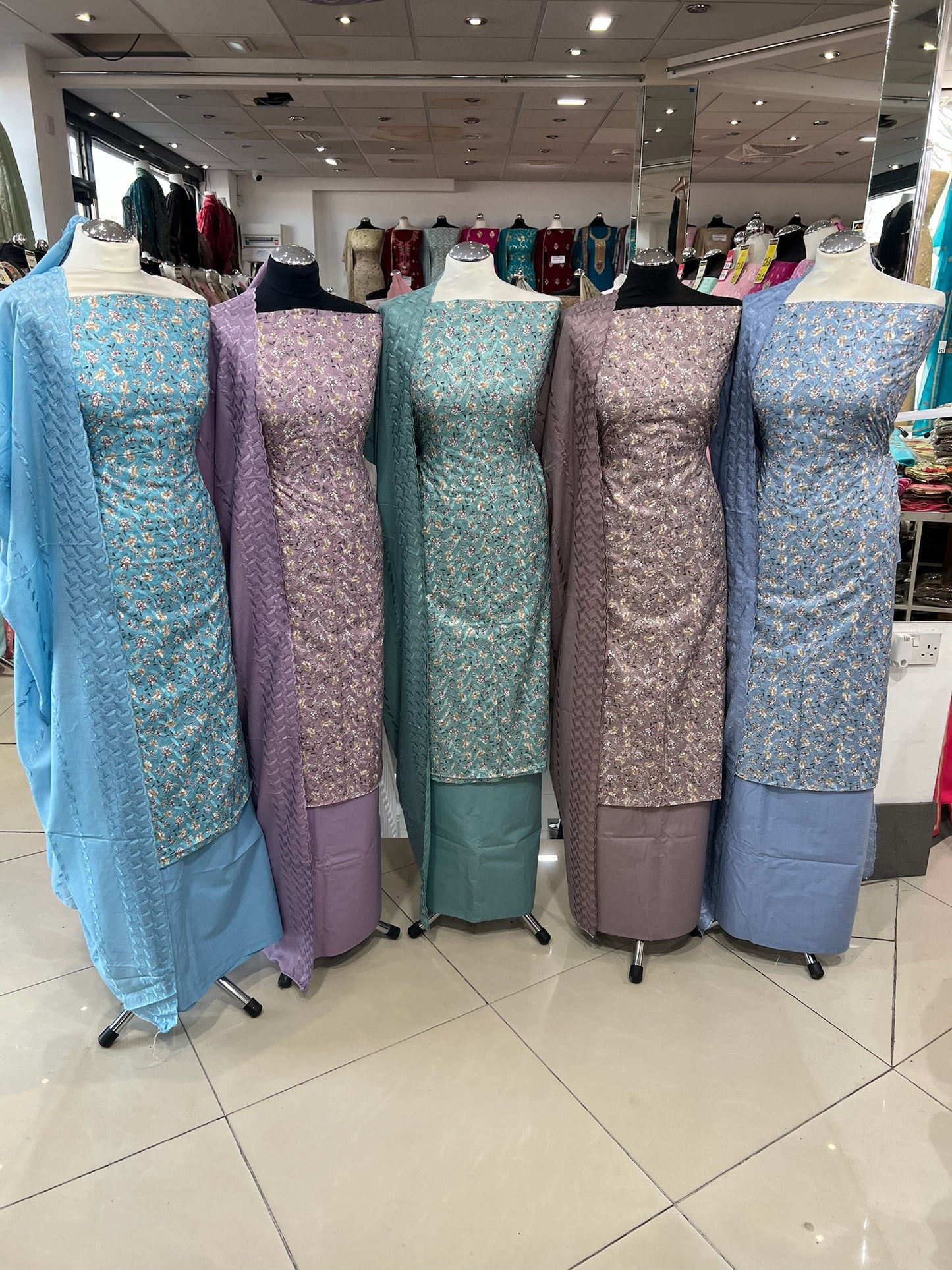 Digital Floral Print Chikankari Cotton Lawn
