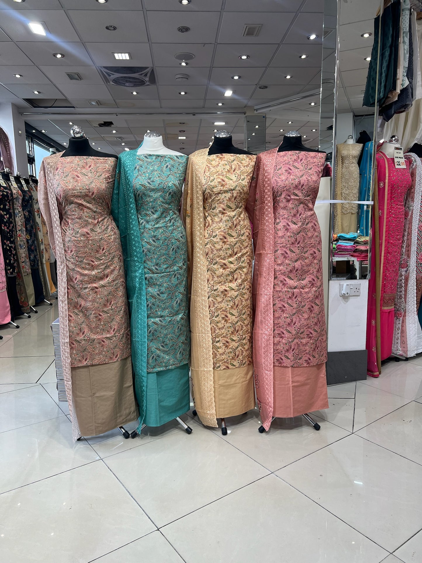 Paisley Embroidered Chikankari Cotton Suit