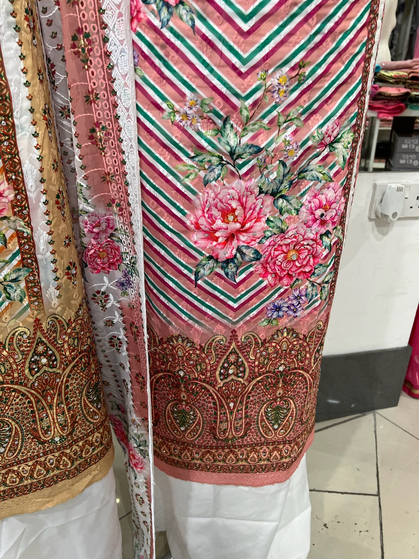 Chevron & Floral Georgette