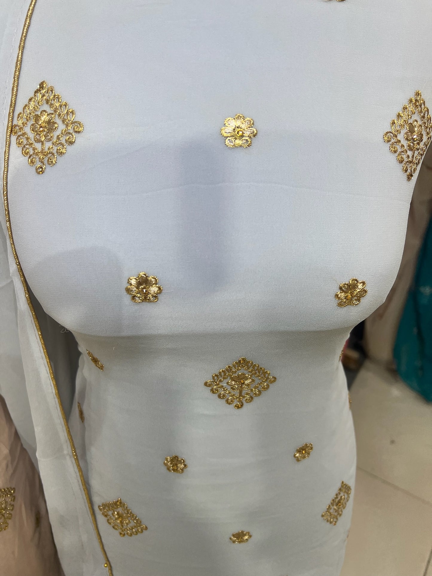 Embroidered Georgette Suits – Thread Embroidery with Embellishments