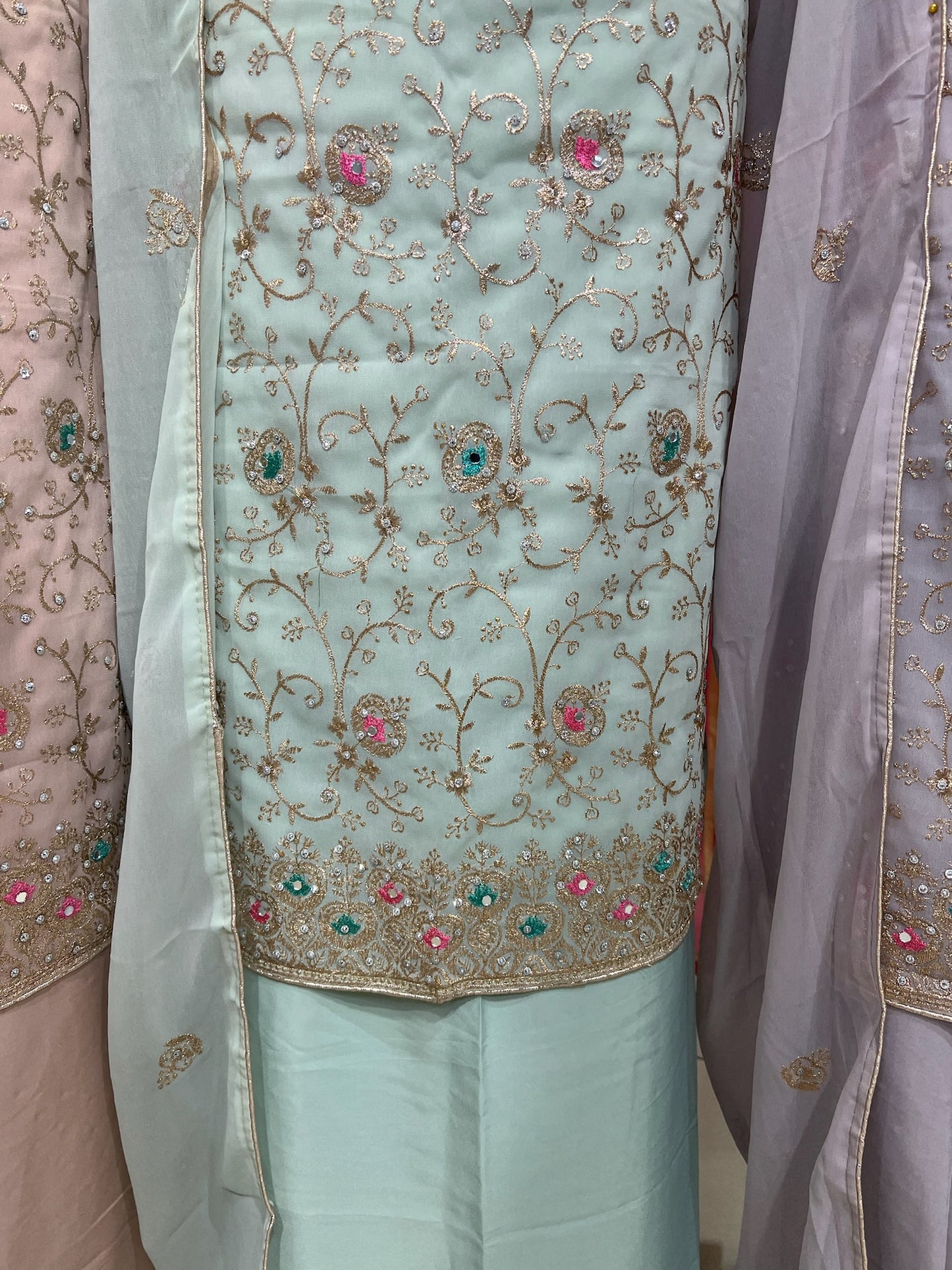 Georgette Suits with Thread Embroidery & Embellishments