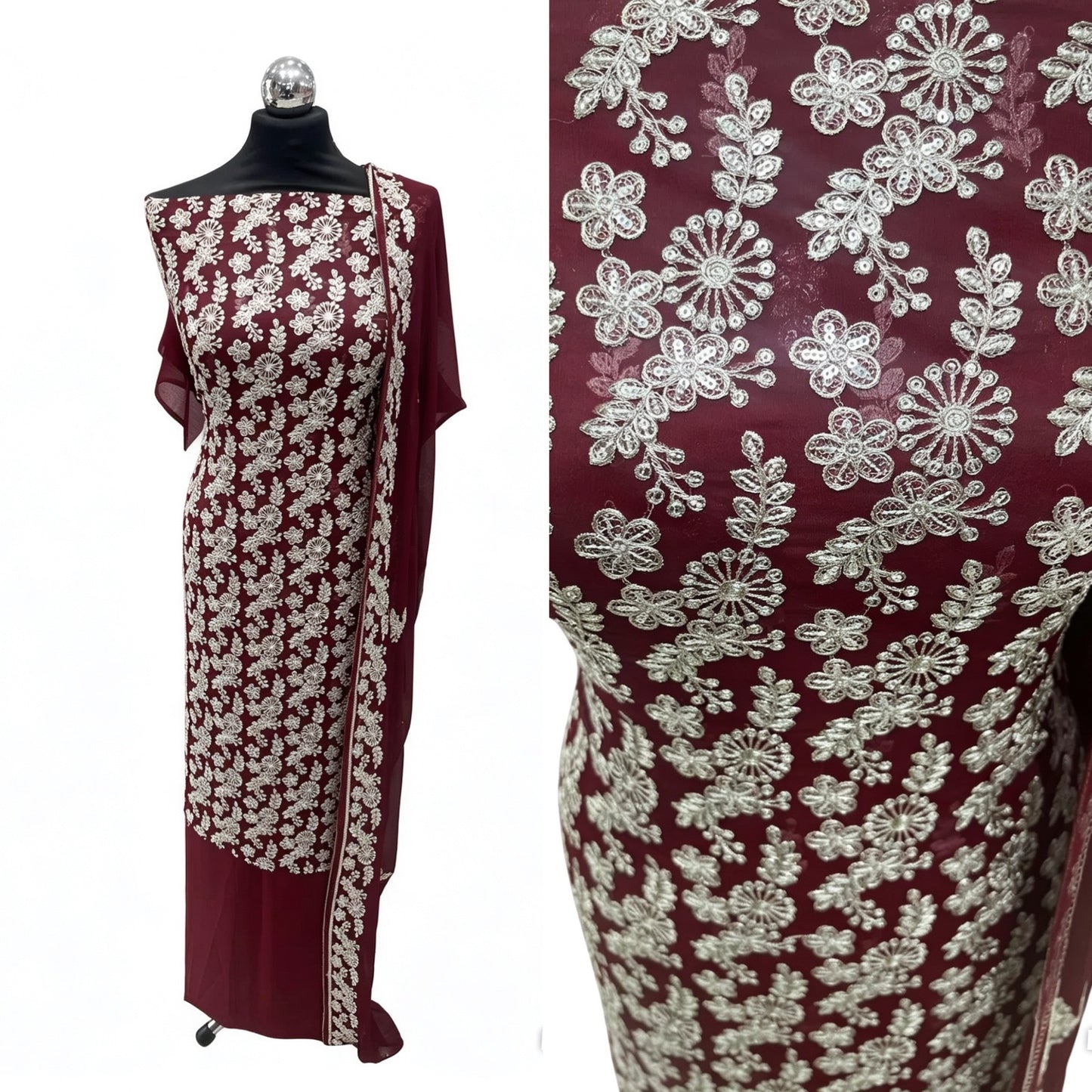 Thread Embroidered Chiffon