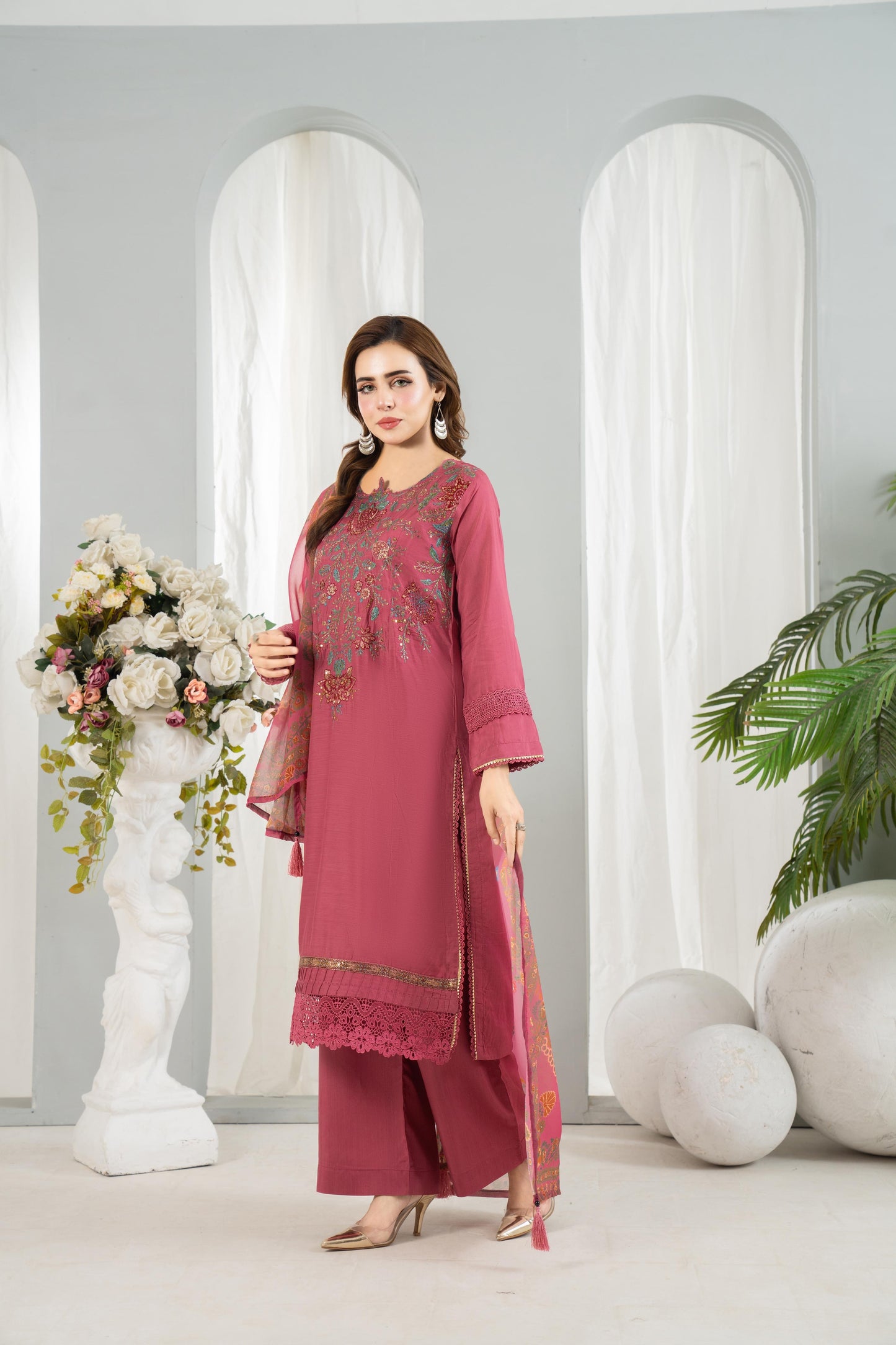 Maria B Inspired Thread‑Embroidered Luxury Viscose Suit
