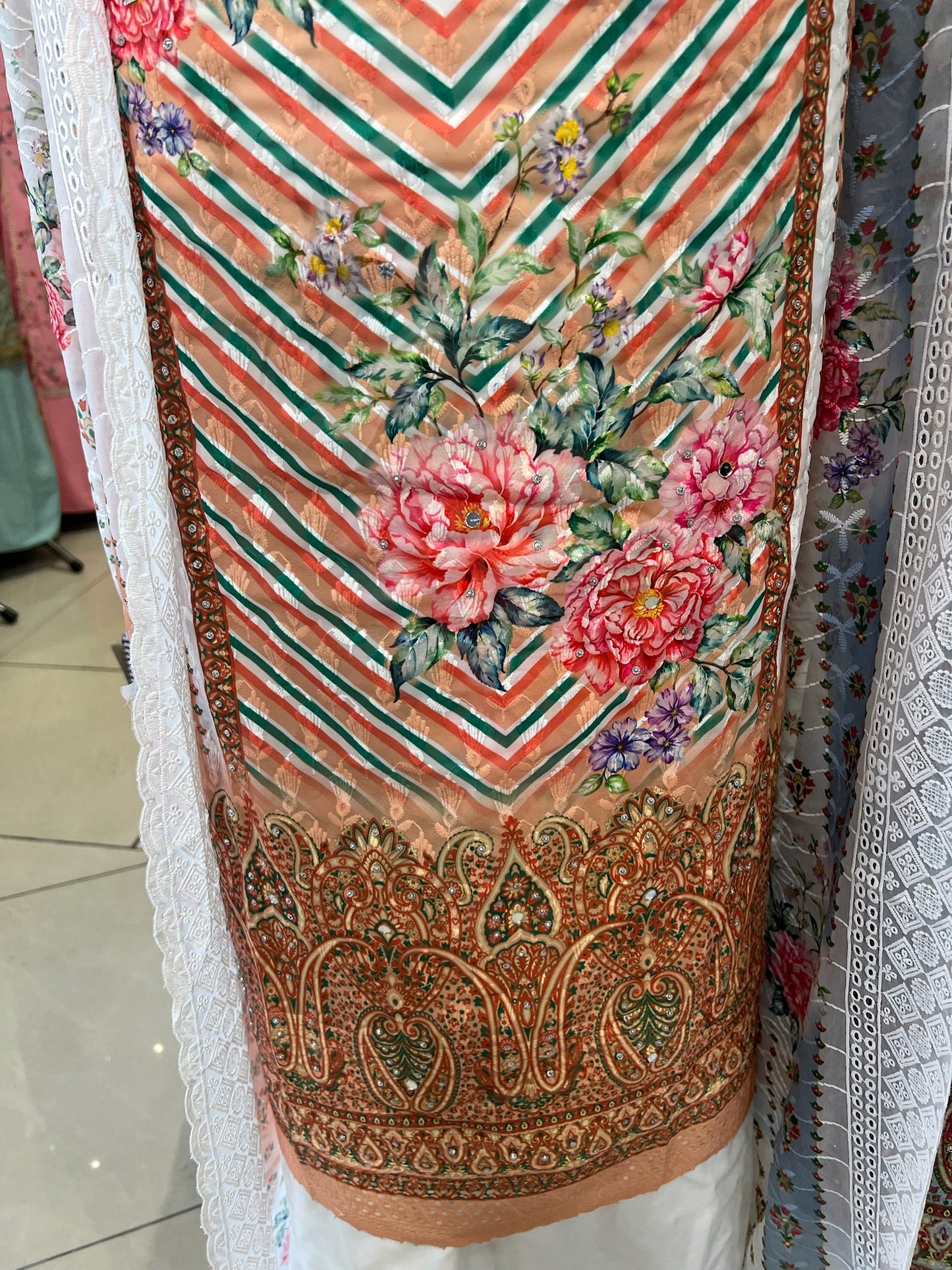 Chevron & Floral Georgette