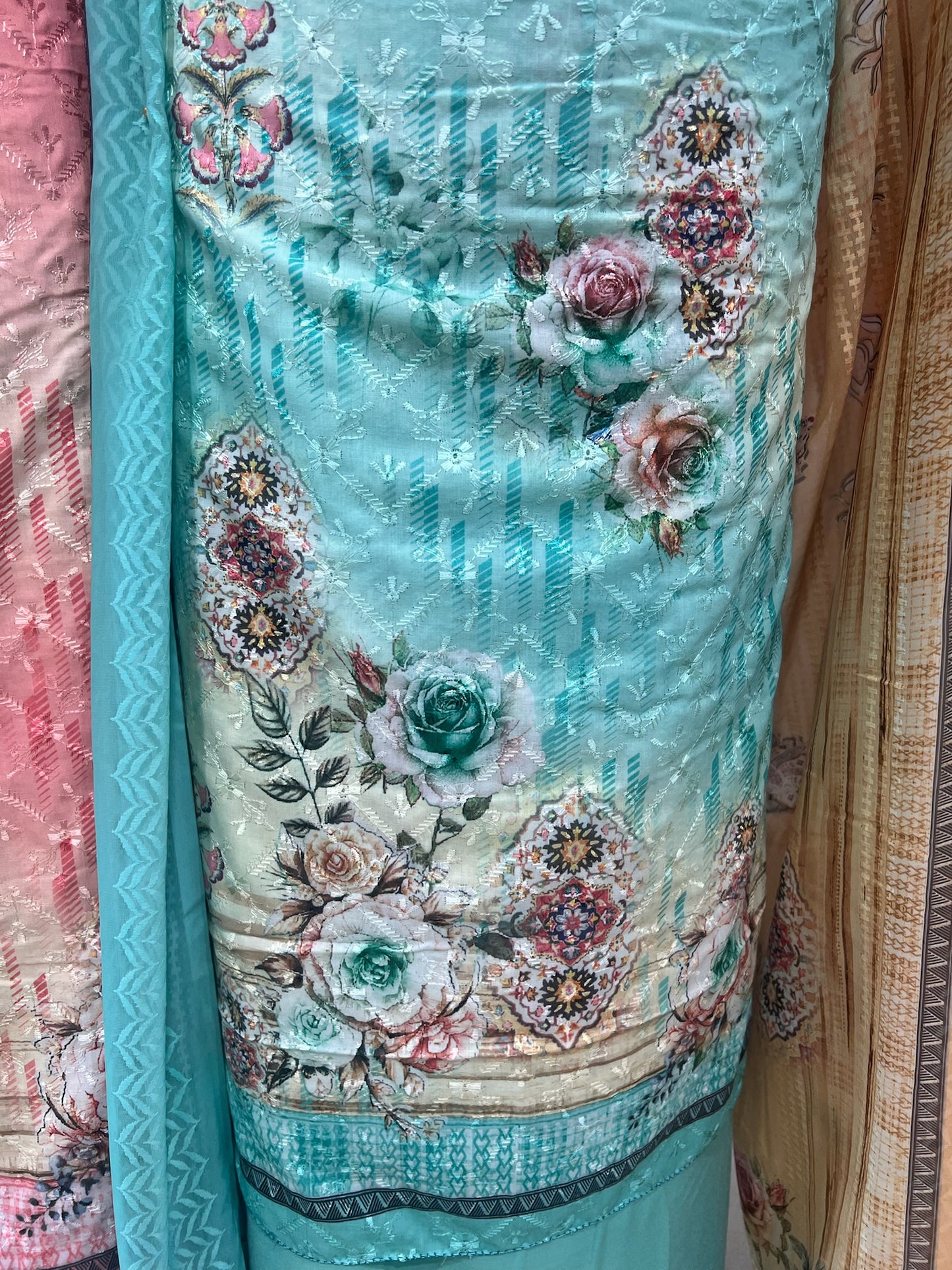 Digital Print Embroidered Cotton