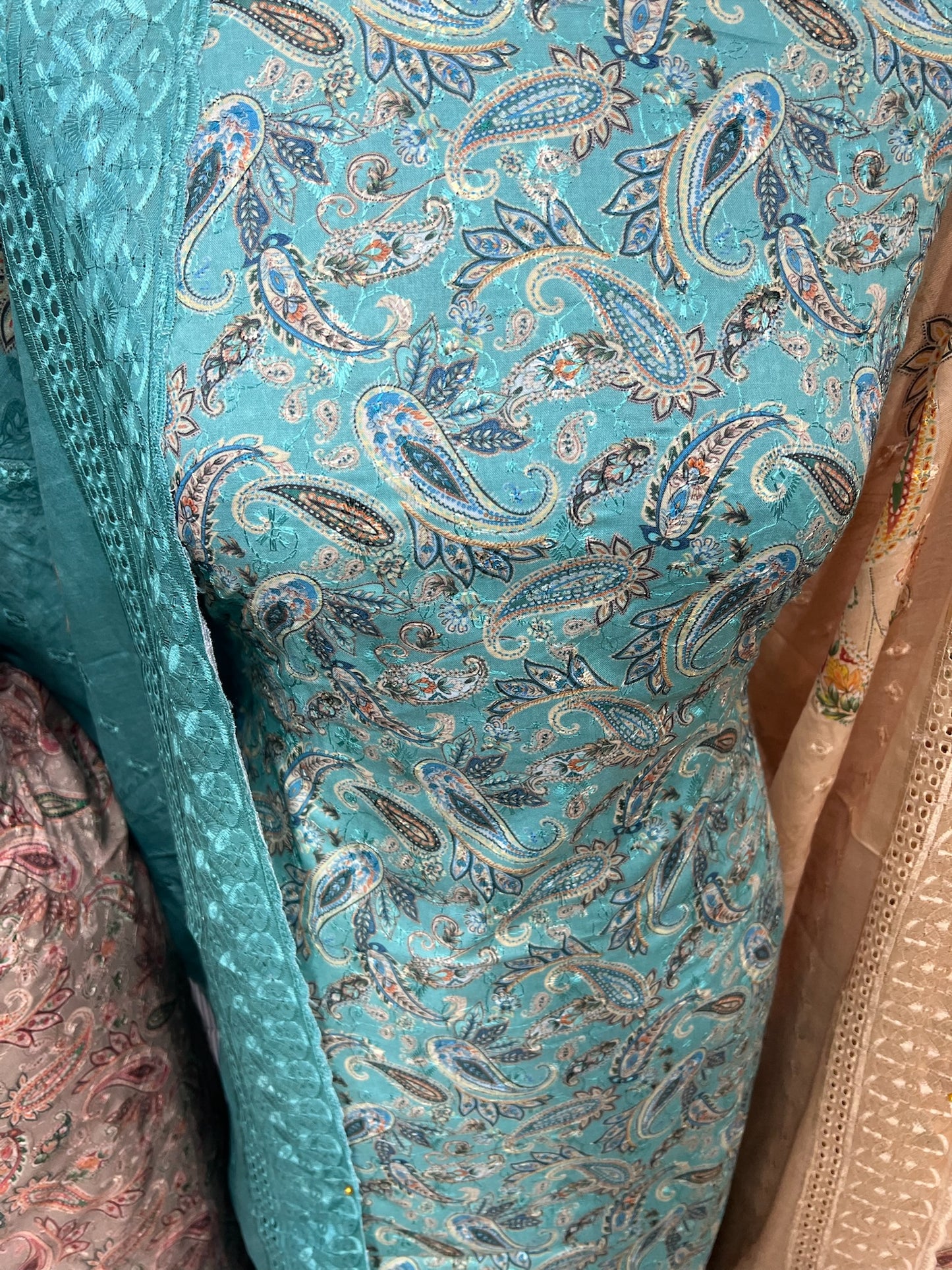 Paisley Embroidered Chikankari Cotton Suit