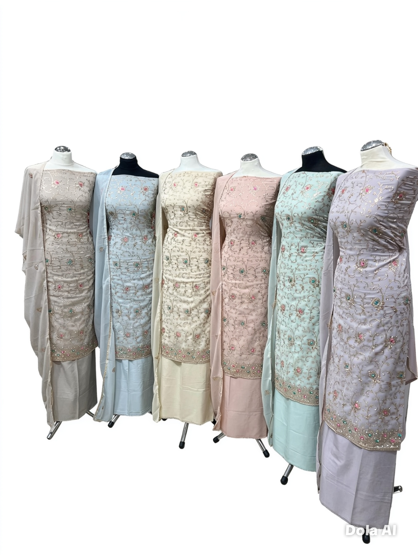 Georgette Suits with Thread Embroidery & Embellishments