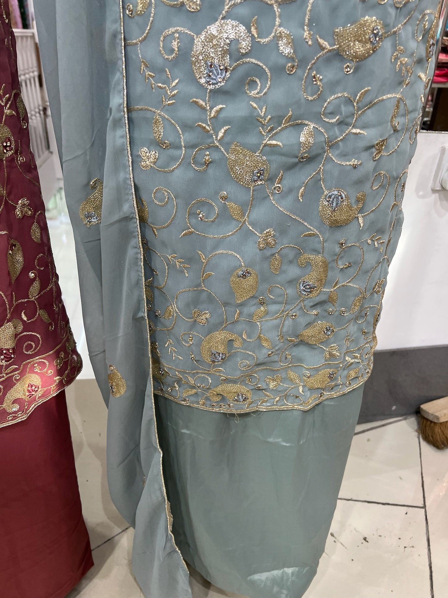 Embroidered Raw Silk