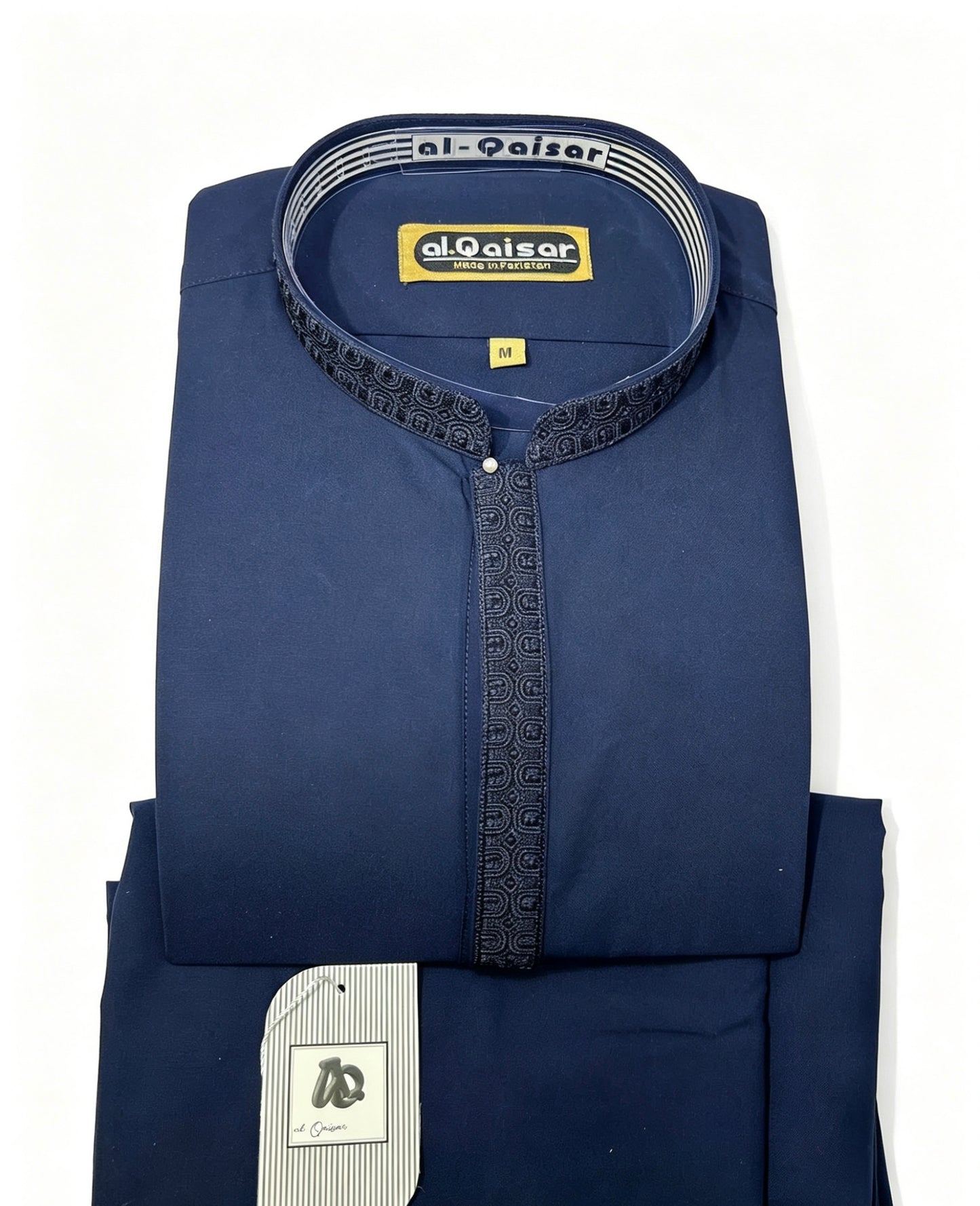 Al-Qaisar Men’s Embroidered Kurta Trouser/Trouser Kameez NAVY