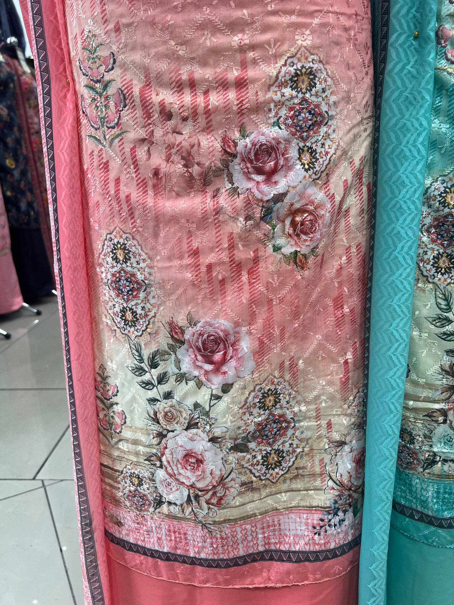 Digital Print Embroidered Cotton