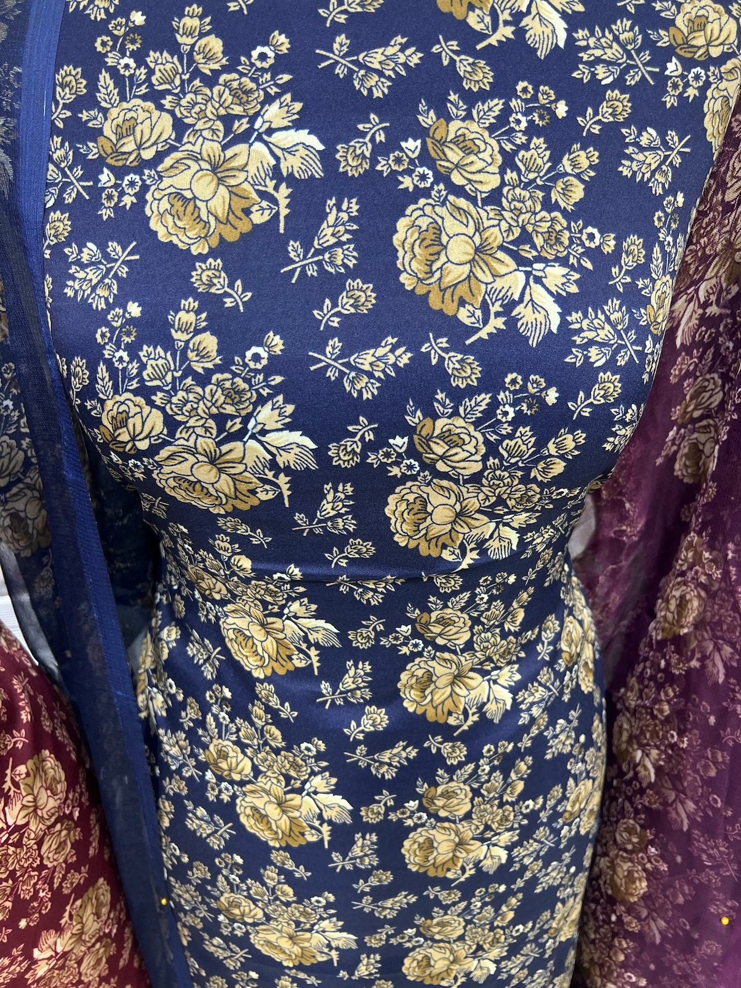 Digital Print Malai Crepe Suits – Floral Print & Chiffon Dupatta