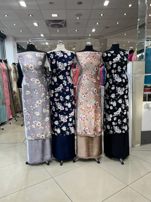 Premium Digital Print Velvet Suit