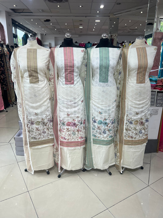 Digital Print Embroidered Cotton