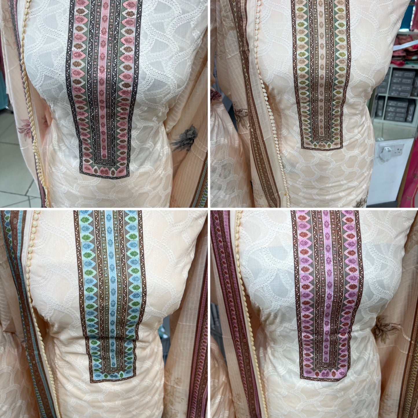 Digital Print Embroidered Cotton