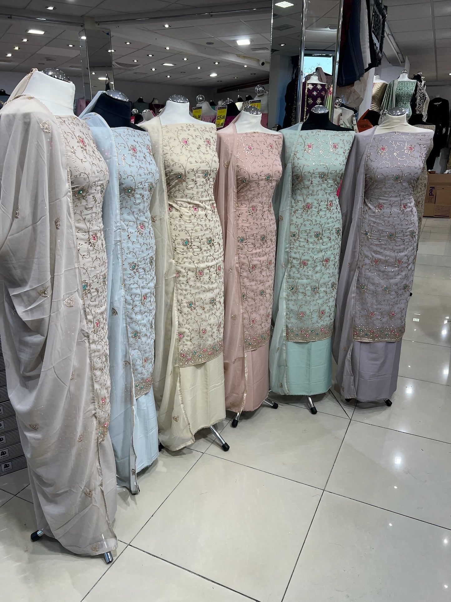 Georgette Suits with Thread Embroidery & Embellishments