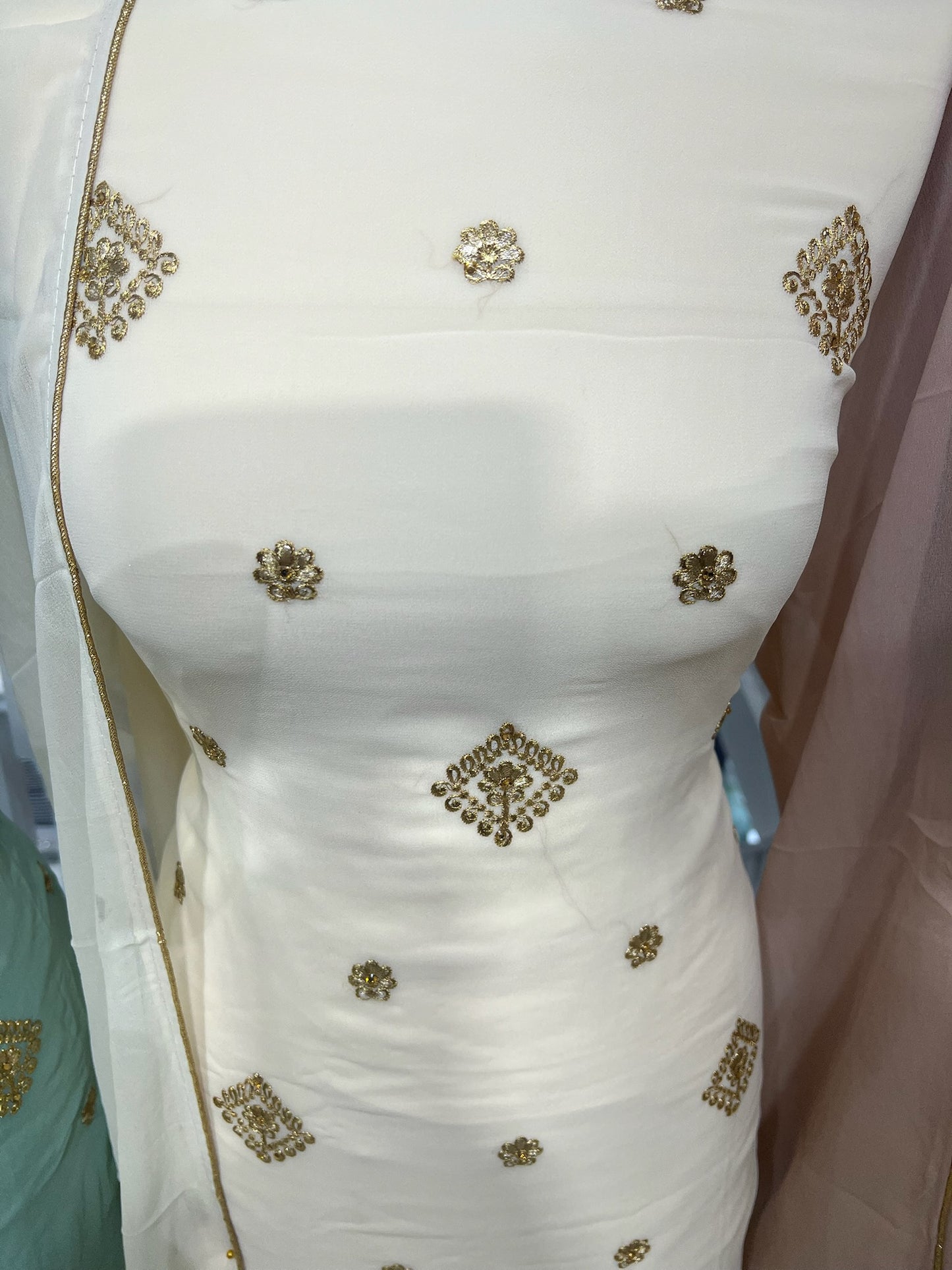 Embroidered Georgette Suits – Thread Embroidery with Embellishments