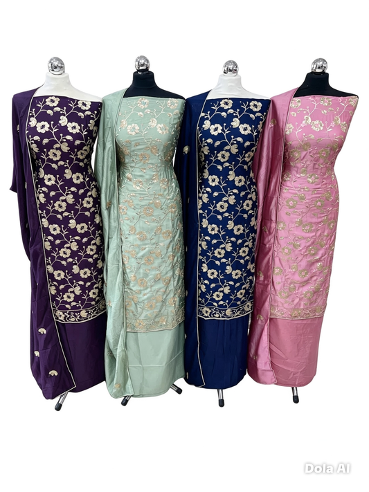 Embroidered Raw Silk