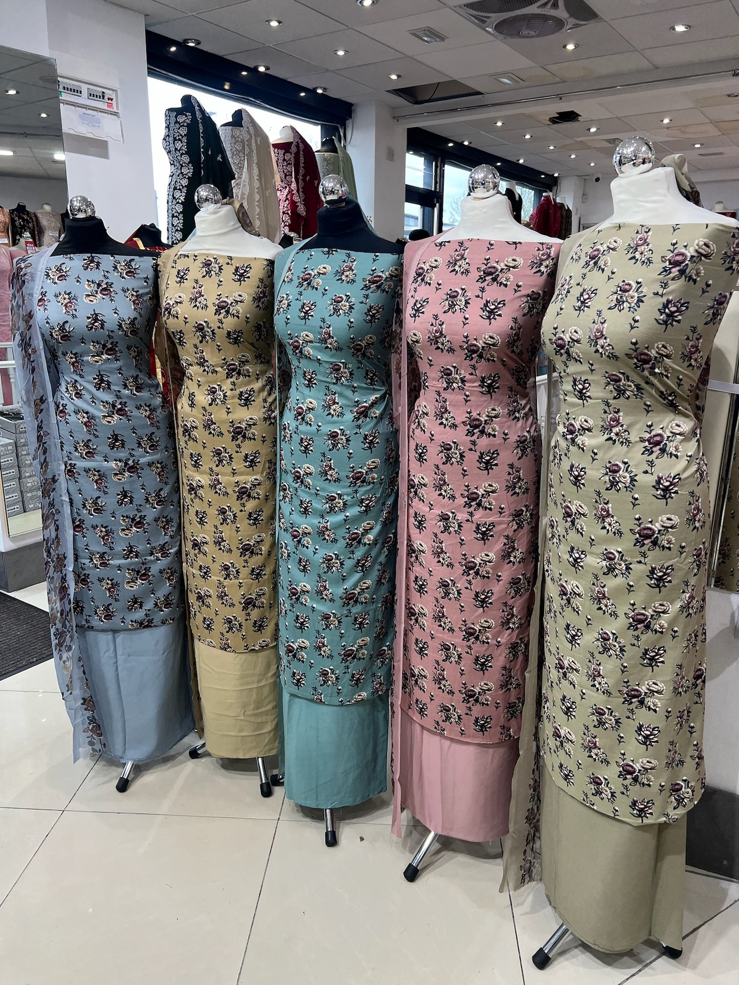 Digital Print Malai Crepe Suits – Floral Collection with Printed Chiffon Dupatta