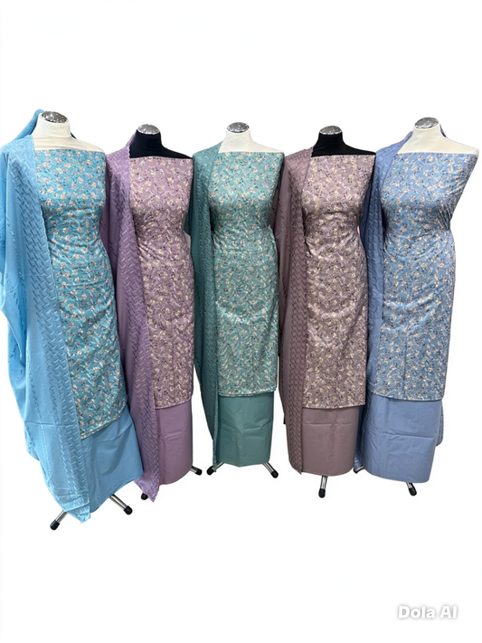Digital Floral Print Chikankari Cotton Lawn Suit