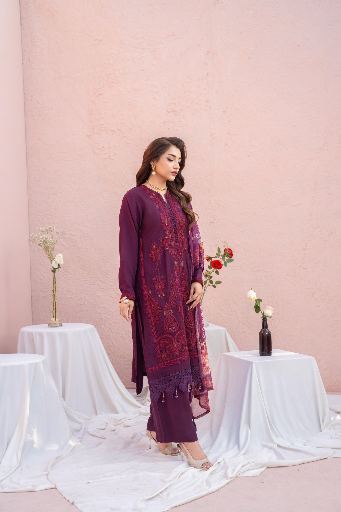 Maria B Inspired Thread Embroidered Luxury Viscose Suit Readymade