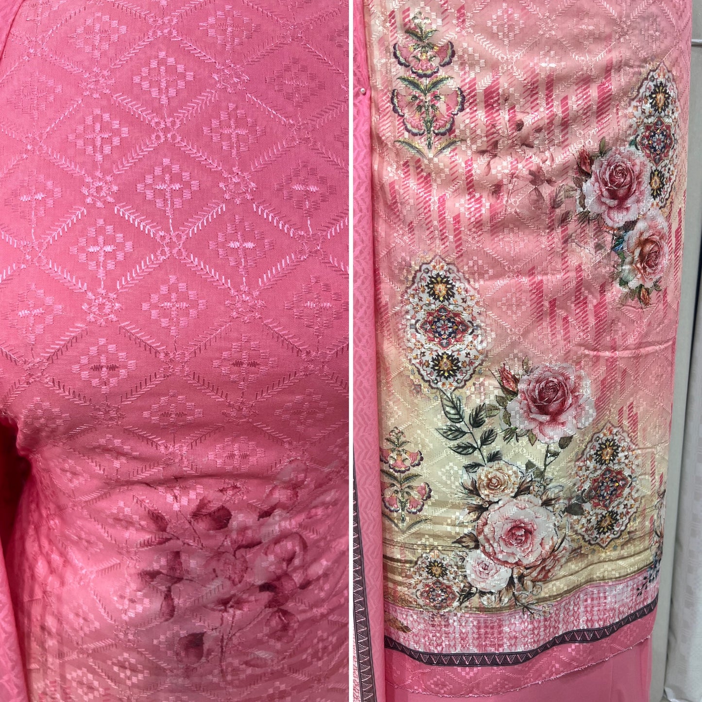 Digital Print Embroidered Cotton