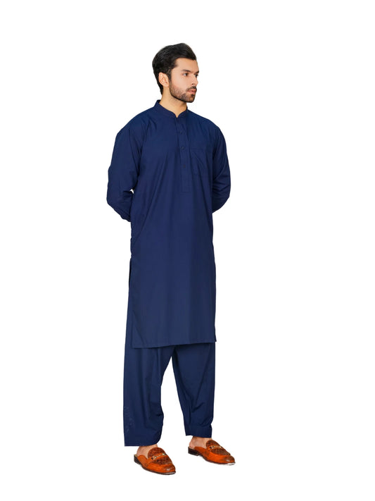Al-Qaisar Men’s Plain Shalwar Kameez Wash And Wear Premium Quailty Fabric Navy