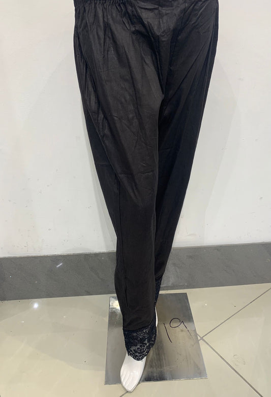 Women's Black Cotton Trouser