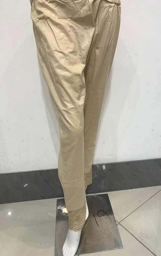 Women's Beige Cotton Trouser