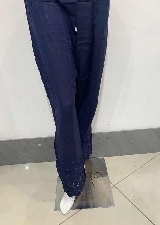 Women's Navy Cotton Trouser