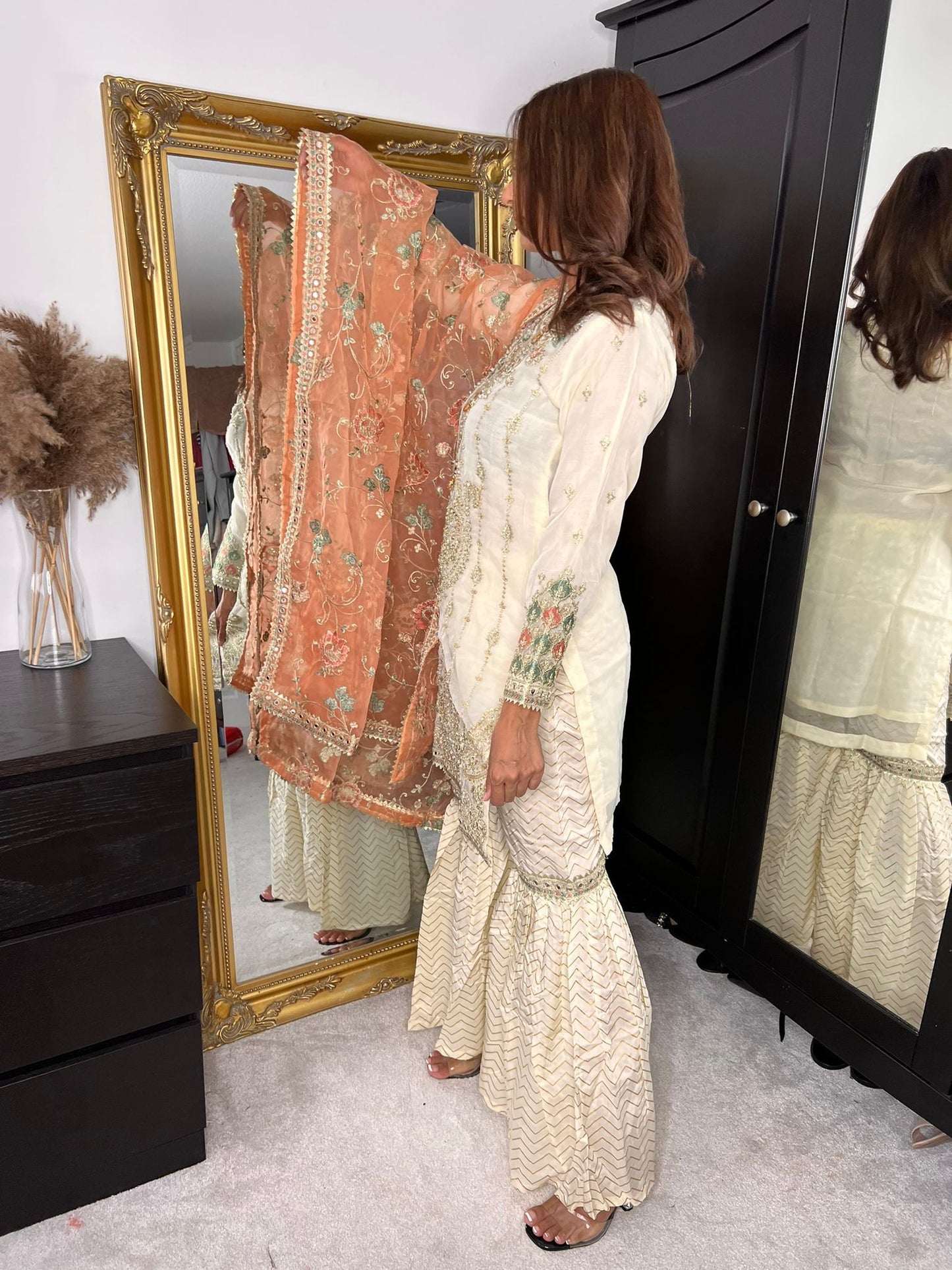 Ivory Organza Gharara Suit